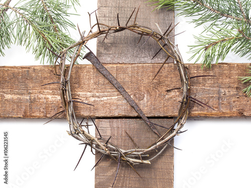 Fotografija Crown of thorns hung around the Easter cross