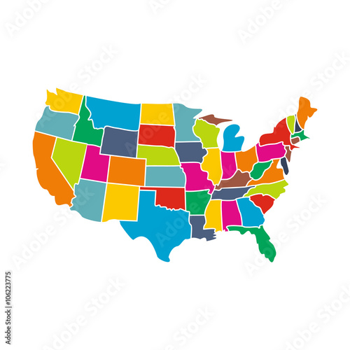 Colorful USA map with states icon