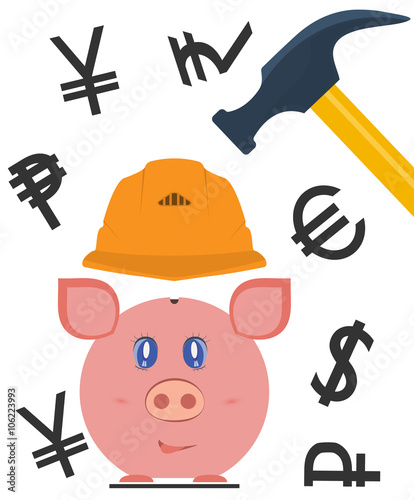 pig piggy bank wish currency symbols
