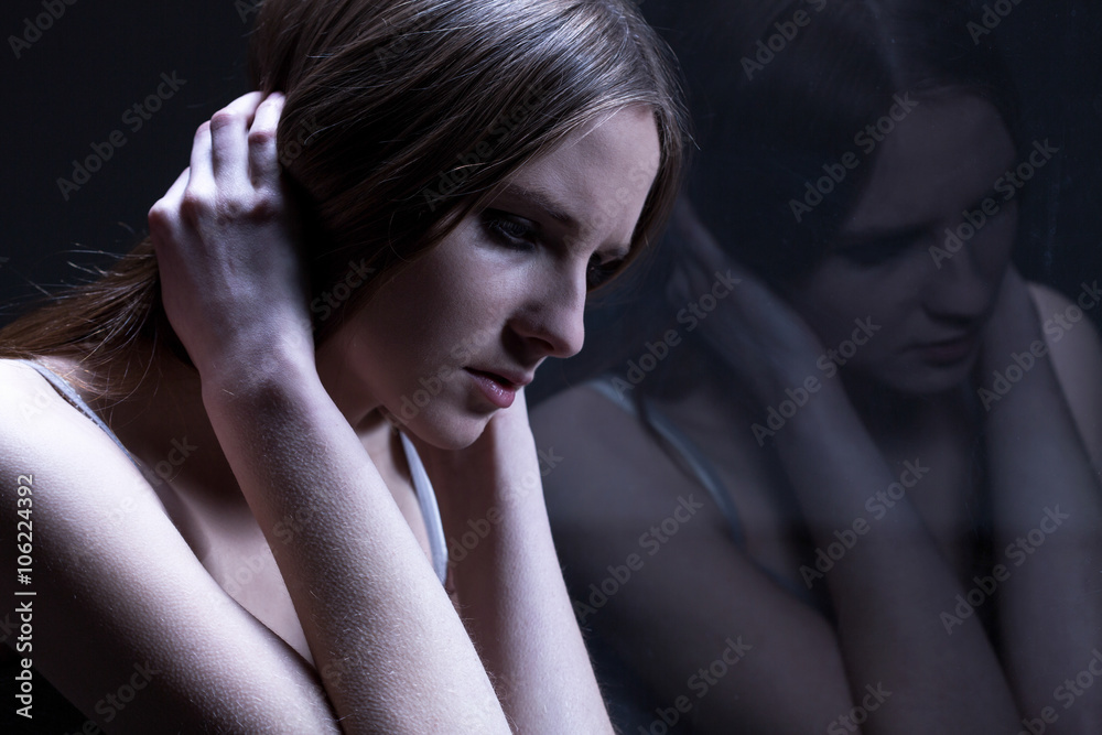 Naklejka premium Fear and depression in teenager's life