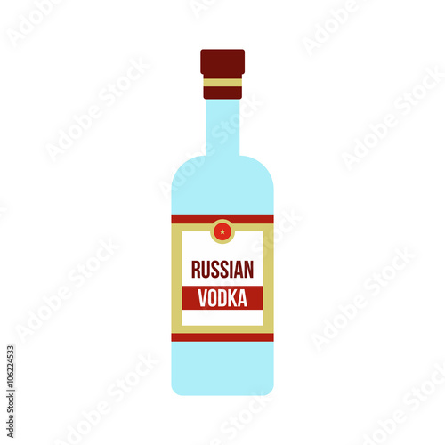 Bottle of vodka icon, flat style