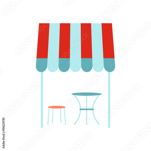 Street french cafe icon, flat style