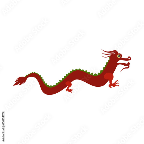 Red chinese dragon icon  flat style