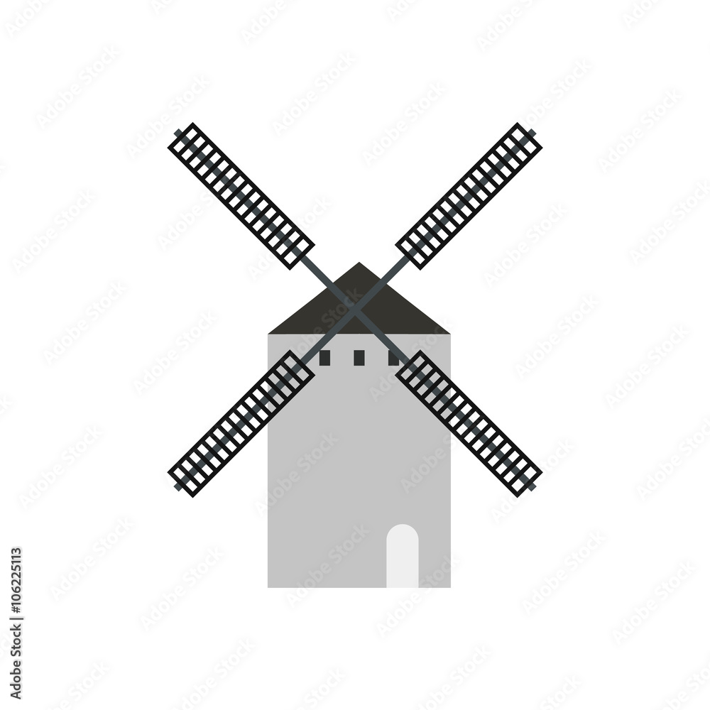 Spanish windmill icon, flat style Spanish windmill icon, flat style