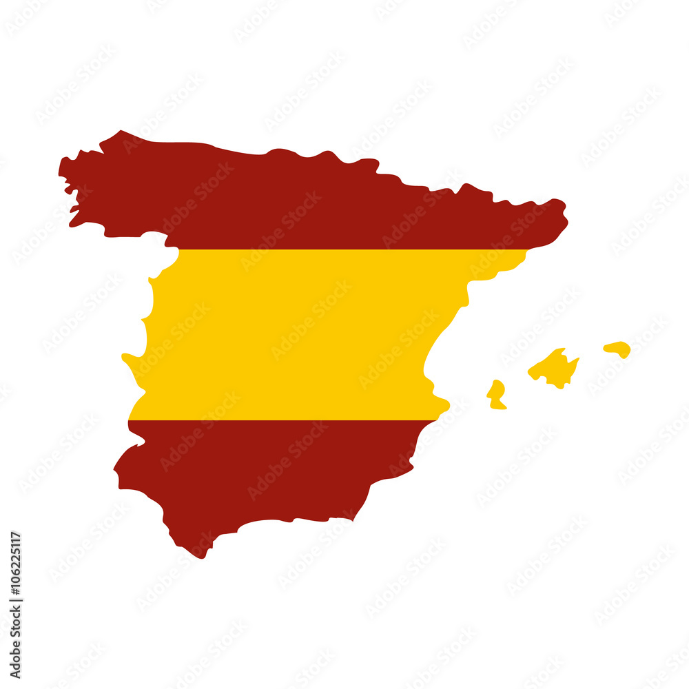 Map of Spain in Spanish flag colors icon Map of Spain in Spanish flag colors icon