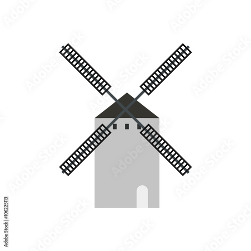 Spanish windmill icon, flat style