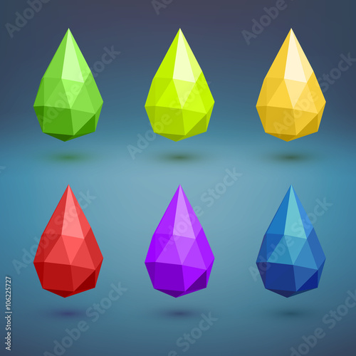 Set of stylized drops. Geometric abstract background.
