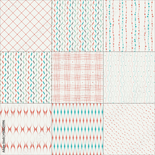 Set of nine abstract seamless patterns