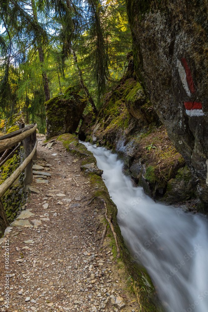 Waalweg am Leitenwaal bei Schluderns, Südtirol Waalweg am Leitenwaal bei Schluderns, Südtirol