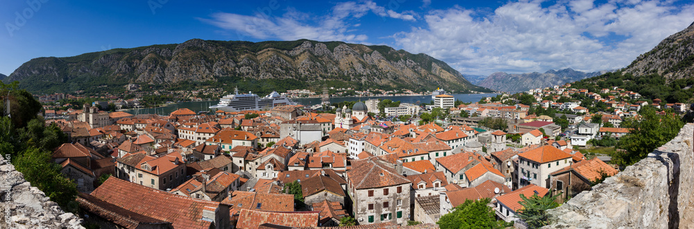 View of kotor old town from Lovcen mountain in Kotor, Montenegro