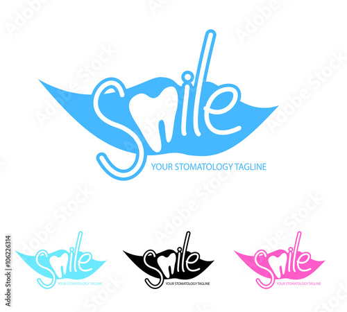 Dental clinic logo template with tooth icon.