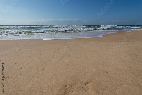 Mediterranean sea to the sand and waves