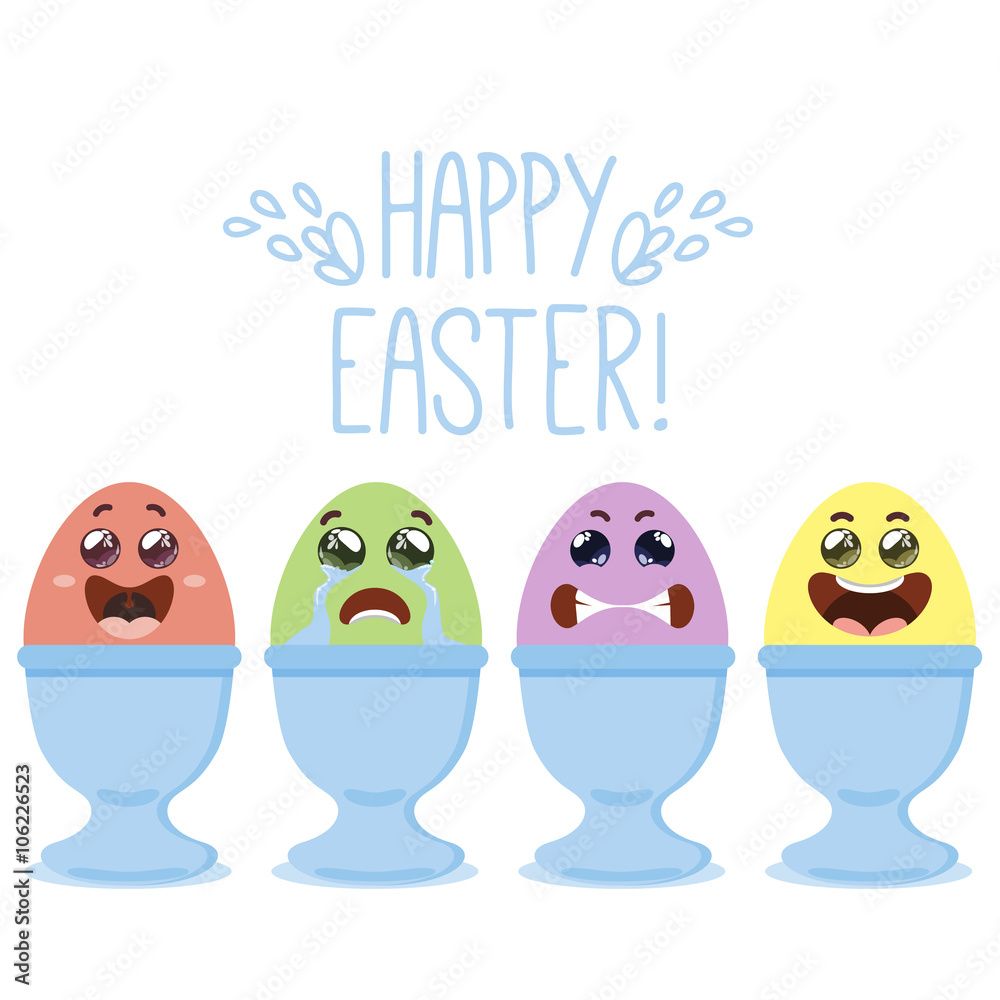 Obraz premium Funny cartoon easter eggs