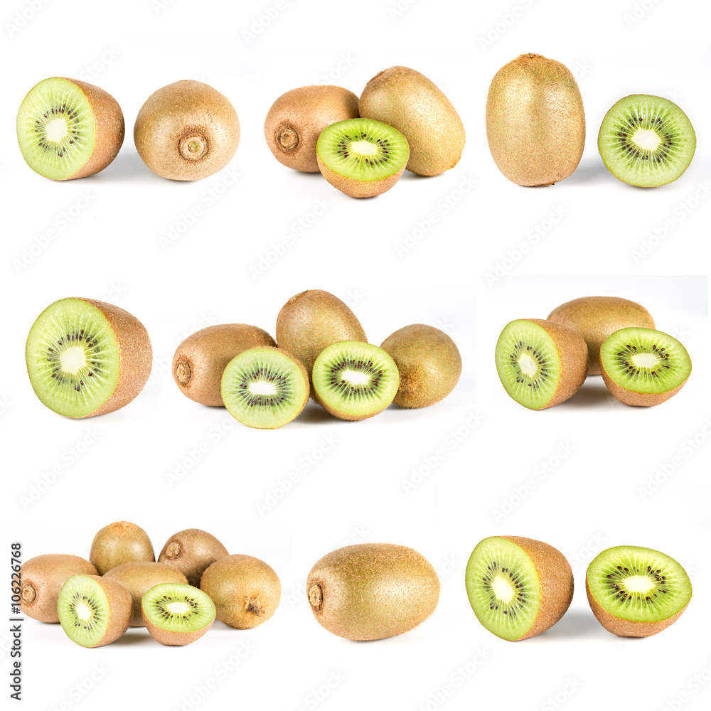 Fototapeta premium Variety of kiwi fruit isolated on white.