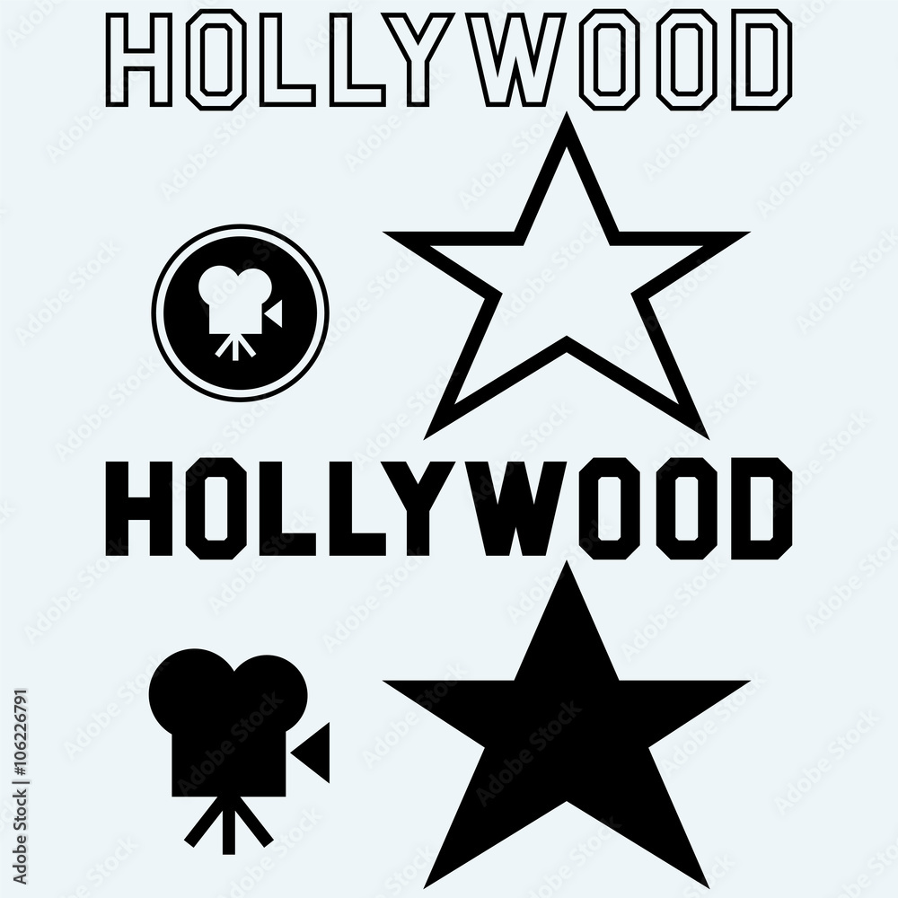 Obraz premium Hollywood symbol. Isolated on blue background. Vector silhouettes