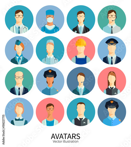Set of avatar icons. Profession people.