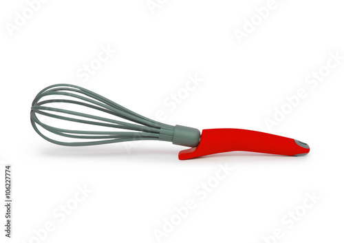 Red Silicone Wire Whisk isolated on white background