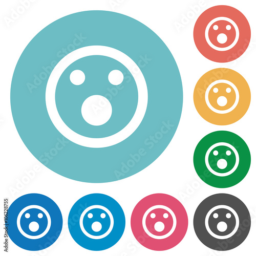 Flat shocked emoticon icons