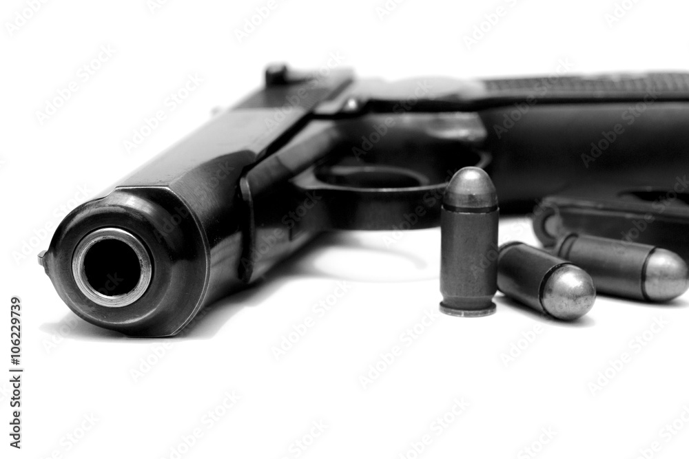 makarov system pistol disassembled isolated on white background makarov system pistol disassembled isolated on white background