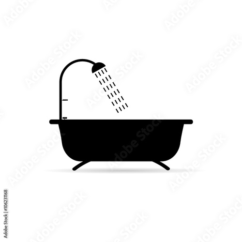 bathtub with shower head illustration