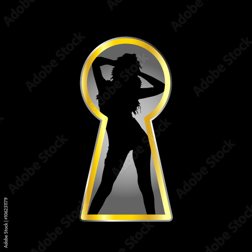 girl pose and keyhole illustration