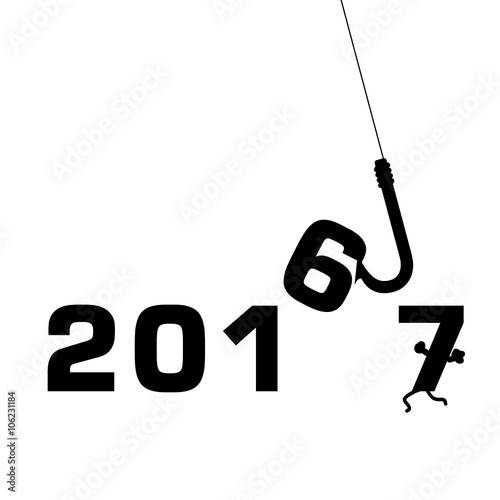 year 2017 on hook illustration