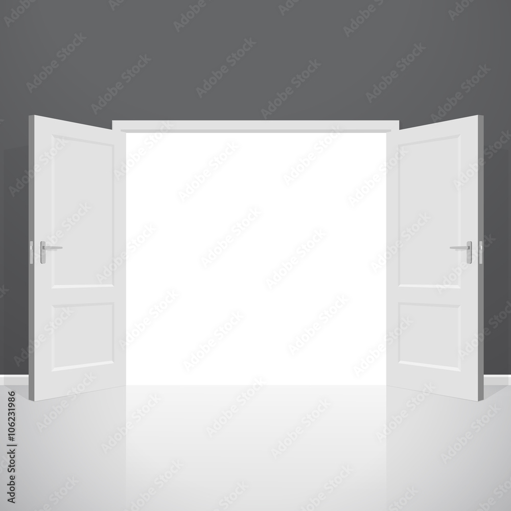 Open doors. Realistic vector illustration