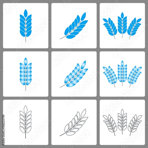  Set of barley icons.