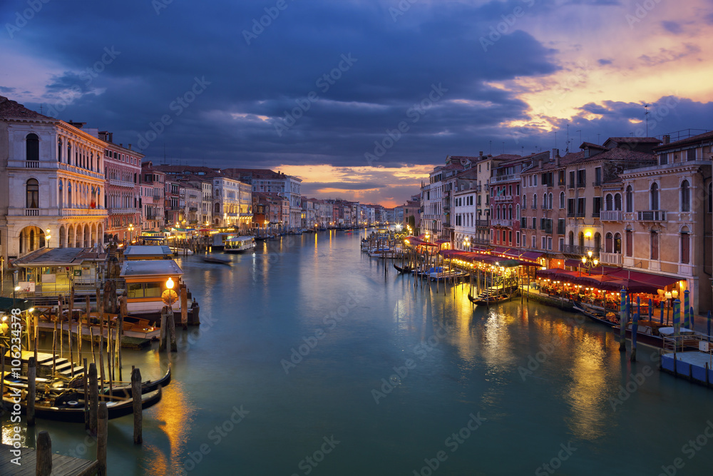 Venice. Image of Grand Canal in Venice during sunset.