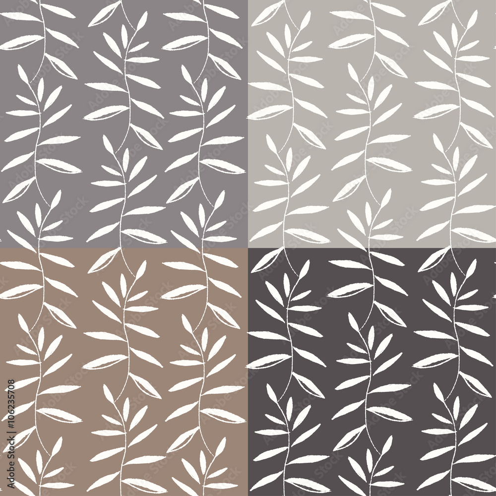 Vector floral pattern. Graphic collection with leaves and branch, drawing elements. Vector floral pattern. Graphic collection with leaves and branch, drawing elements.