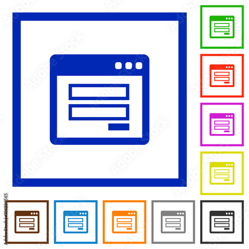Login panel framed flat icons
