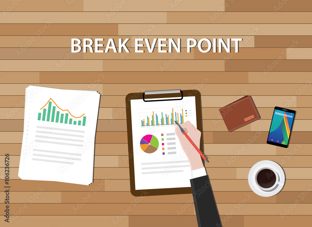 bep break even point illustration graph chart and work table Stock ...