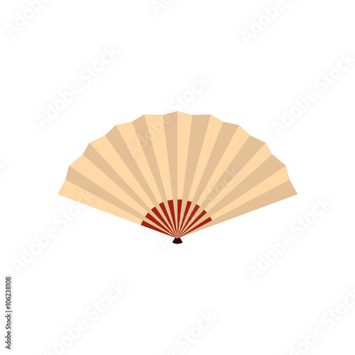 Japanese folding fan icon, flat style 