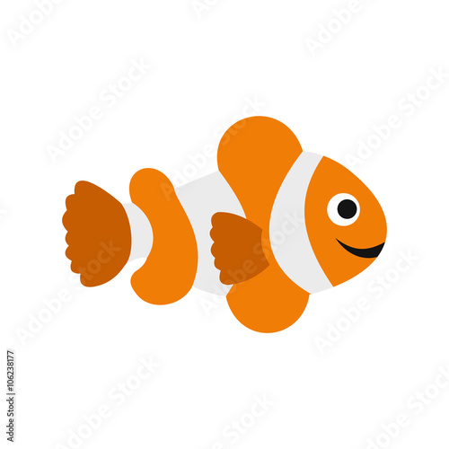 Fényképezés Clownfish flag icon, flat style