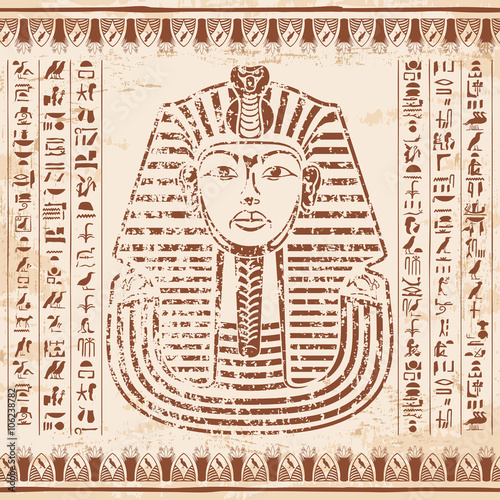 Egyptian ornaments and hieroglyphs.