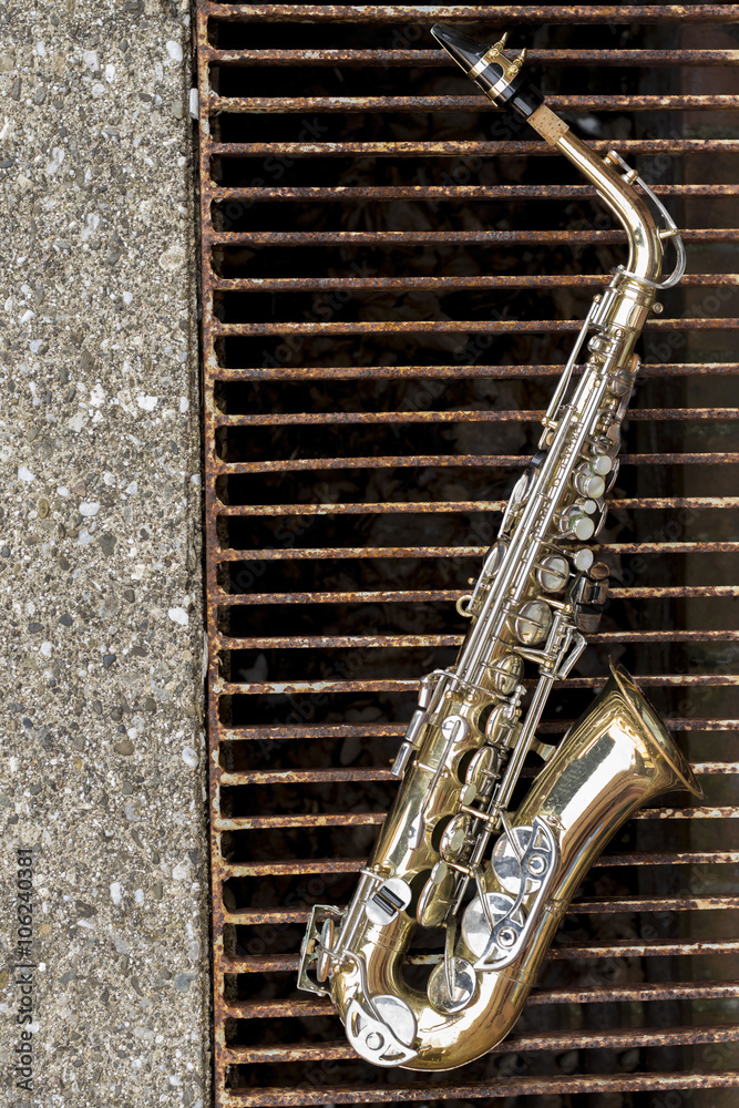 Naklejka premium Jazz Saxophone Grunge