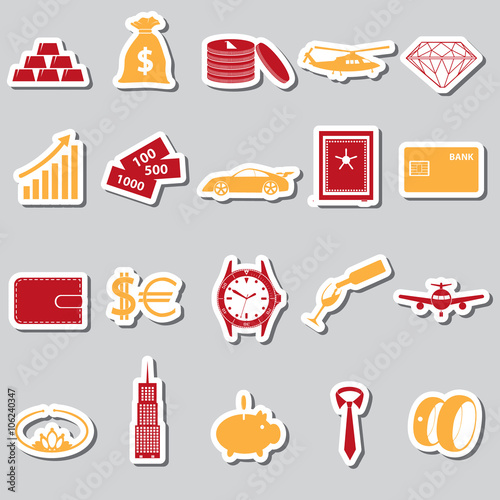 richness and money theme color stickers set eps10