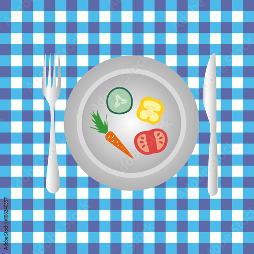 plate with vegetables on the table diet food eps10