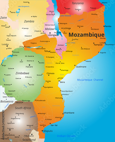 color map of Mozambique country