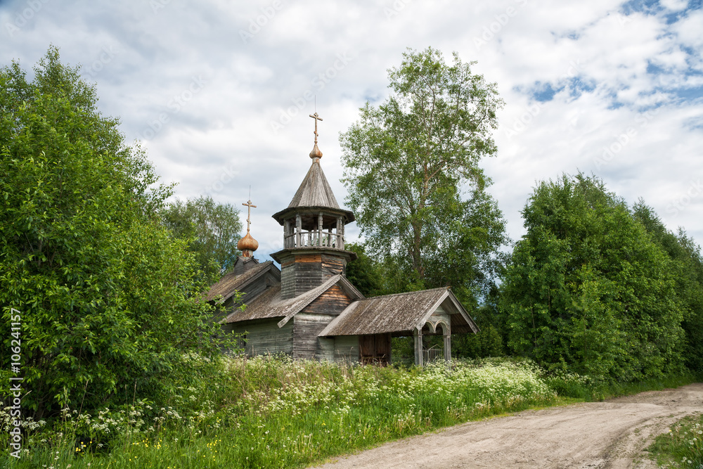 Old wooden church in Karelia