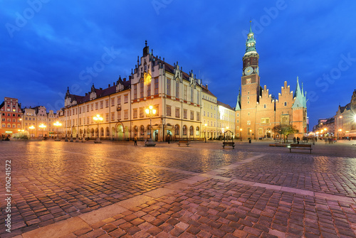 The market square in the evening Wroclaw, Poland.