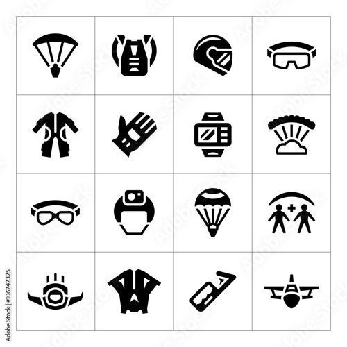 Set icons of parachute