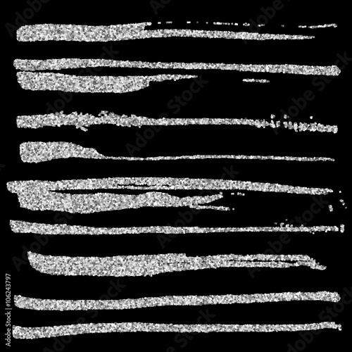Set of glitter brush strokes.
