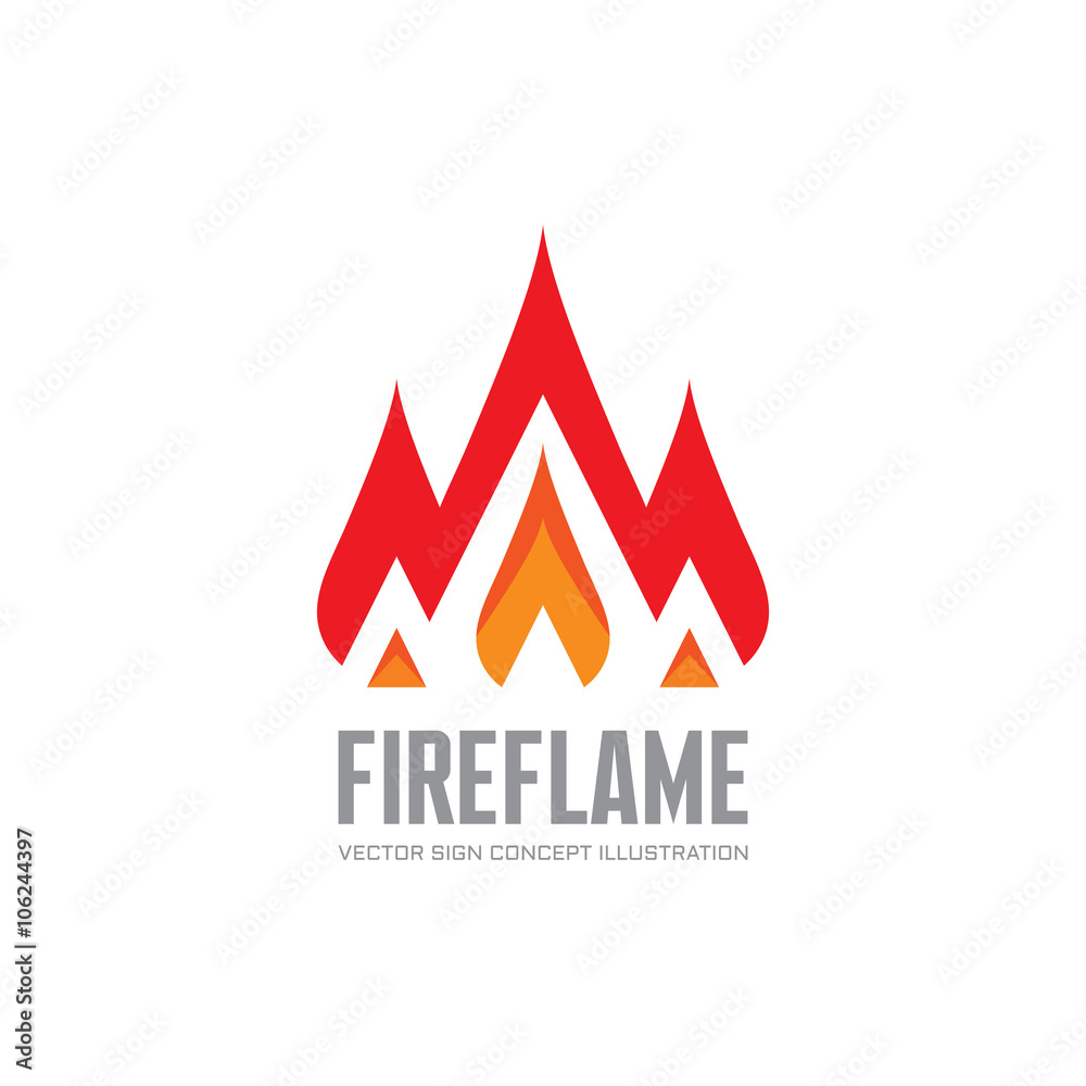 Fire flame - vector logo concept illustration. Abstract flame logo sign. Hot logo sign. Warm logo sign. Dangerous sign. Vector logo template. Design element.