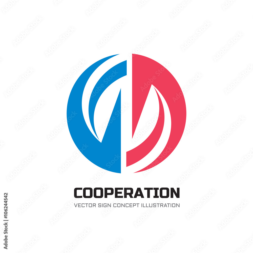 Cooperation abstract vector logo concept illustration. Abstract stripes in circle. Sphere vector logo. Hi-tech vector logo. Geometric logo sign. Collaboration logo sign. Vector logo design template. Cooperation abstract vector logo concept illustration. Abstract stripes in circle. Sphere vector logo. Hi-tech vector logo. Geometric logo sign. Collaboration logo sign. Vector logo design template.