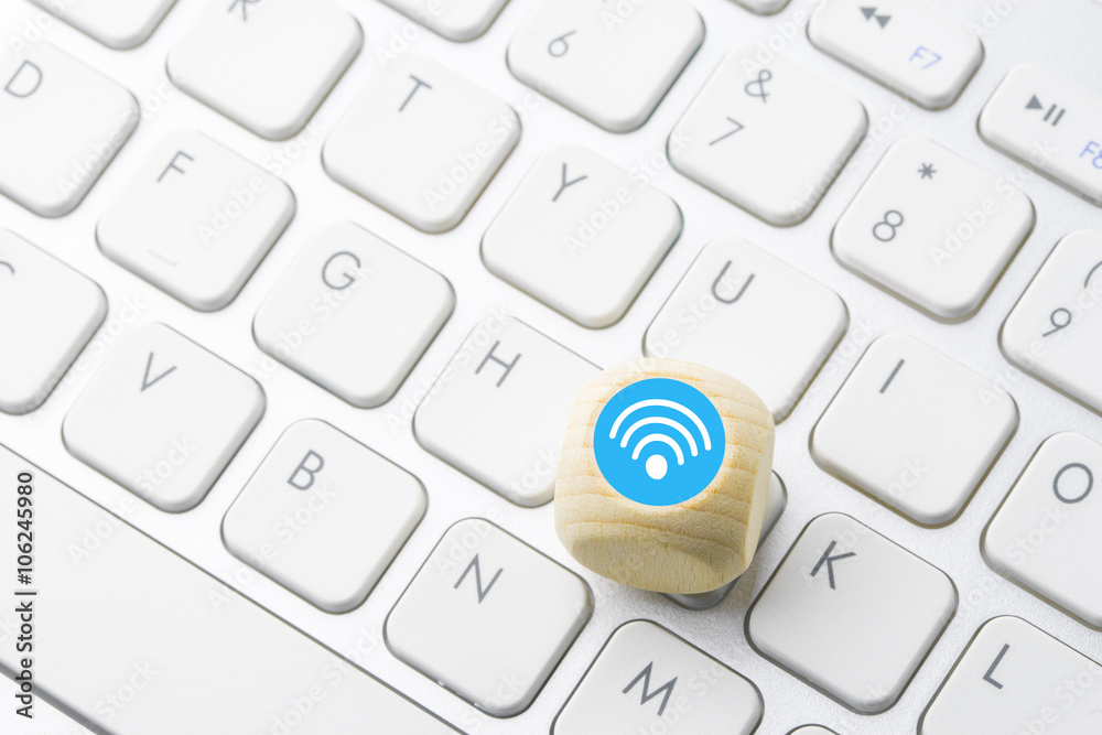 Social media icon on computer keyboard Social media icon on computer keyboard
