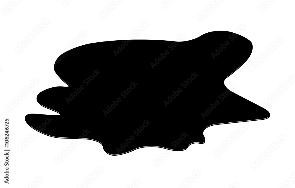 Puddle silhouette, black substance spill. stain, plash, drop. Vector illustration isolated on the white background Puddle silhouette, black substance spill. stain, plash, drop. Vector illustration isolated on the white background