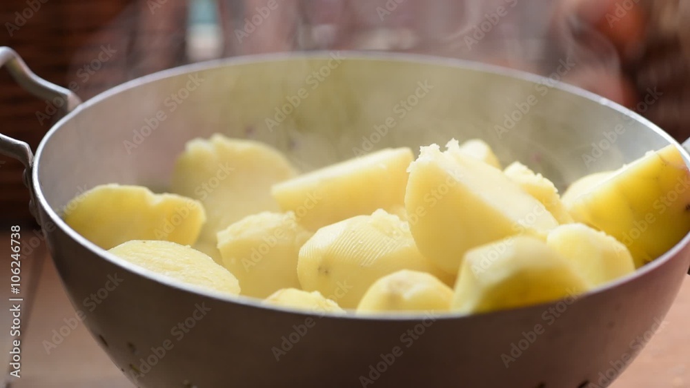 Potatoes Steaming In a Colander Potatoes Steaming In a Colander