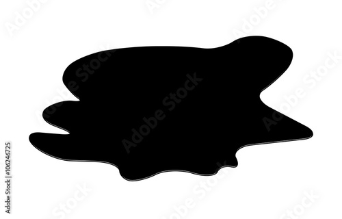 Puddle silhouette, black substance spill. stain, plash, drop. Vector illustration isolated on the white background