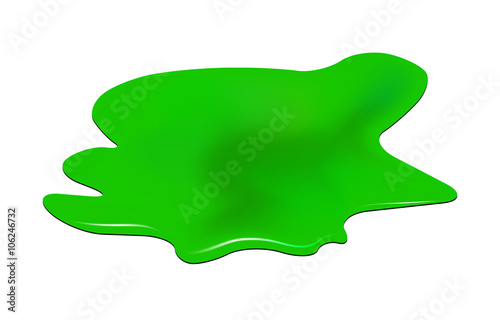 Puddle of toxic substance spill. Green chemical stain, plash, drop. Vector illustration isolated on the white background